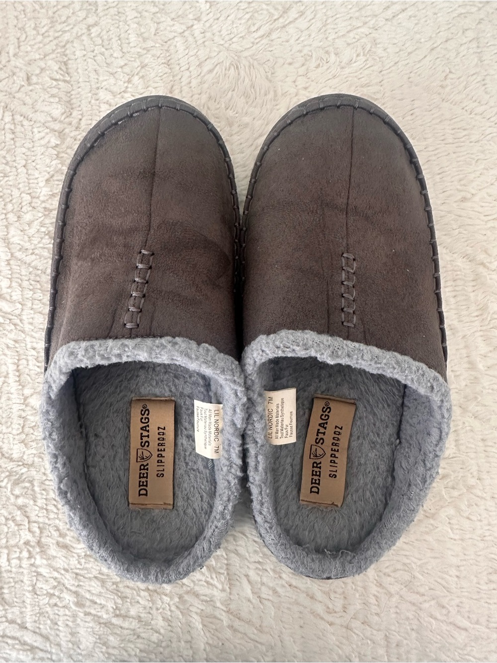 Deer stag slippers indoor outdoor footwear wide width fur lined 7